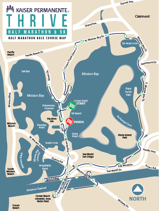 Half Marathon Course Map-Kaiser Permanente Thrive Half Marathon & 5K